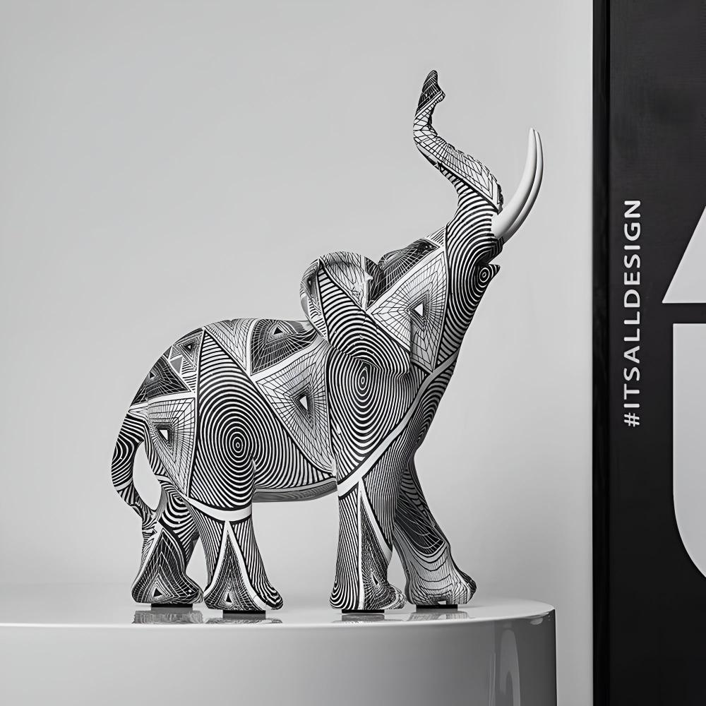 Hommfer - Figurine Éléphant Spirale Noir et Blanc