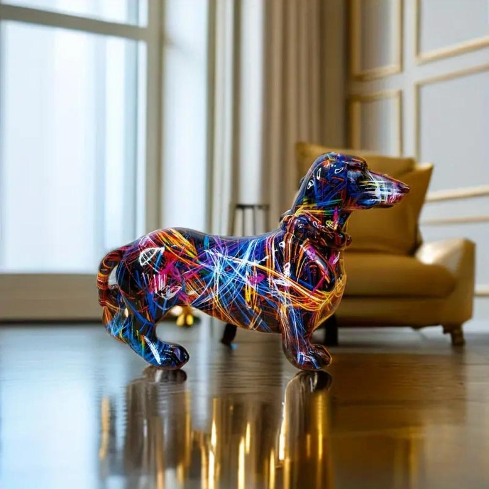 Hommfer – Figurine Teckel Moderne en Résine