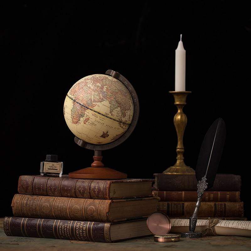 Hommfer – Globe Vintage Décoratif en Bois (14 cm)