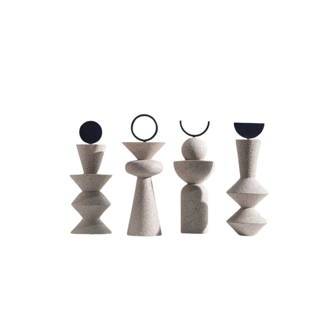 Hommfer – Statue Géométrique en Résine Sableuse Décorative