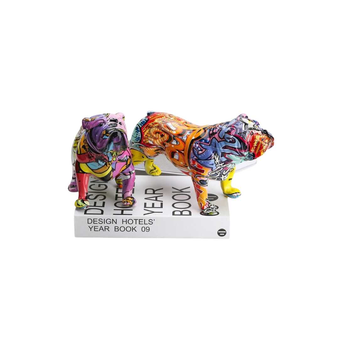 Hommfer – Statuette Chien Bulldog Street-Art en Résine