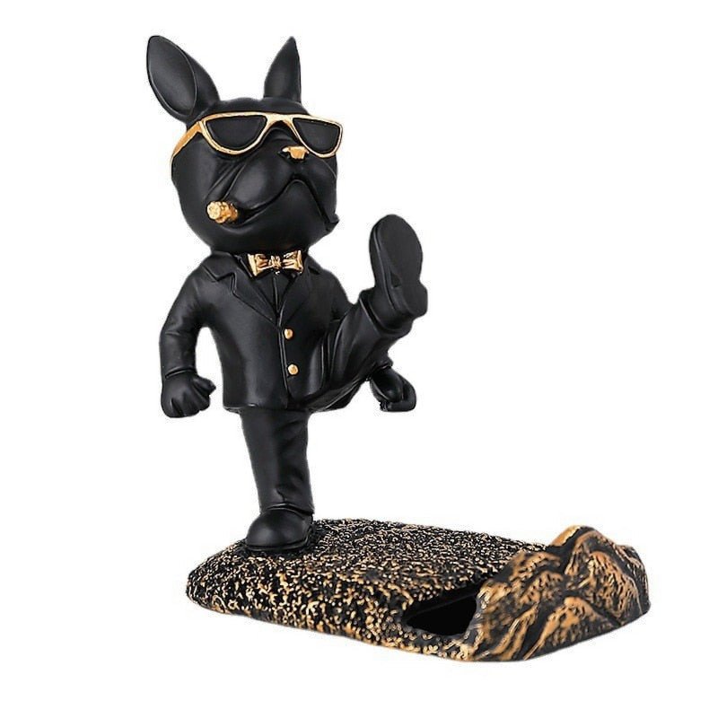 Hommfer – Support Téléphone Bulldog Kung-Fu en Résine