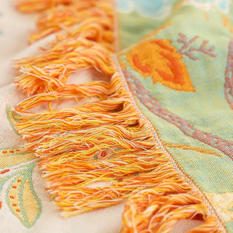 Rustikale Blumen Boho Decke | 100% Baumwoll-Blumendecke