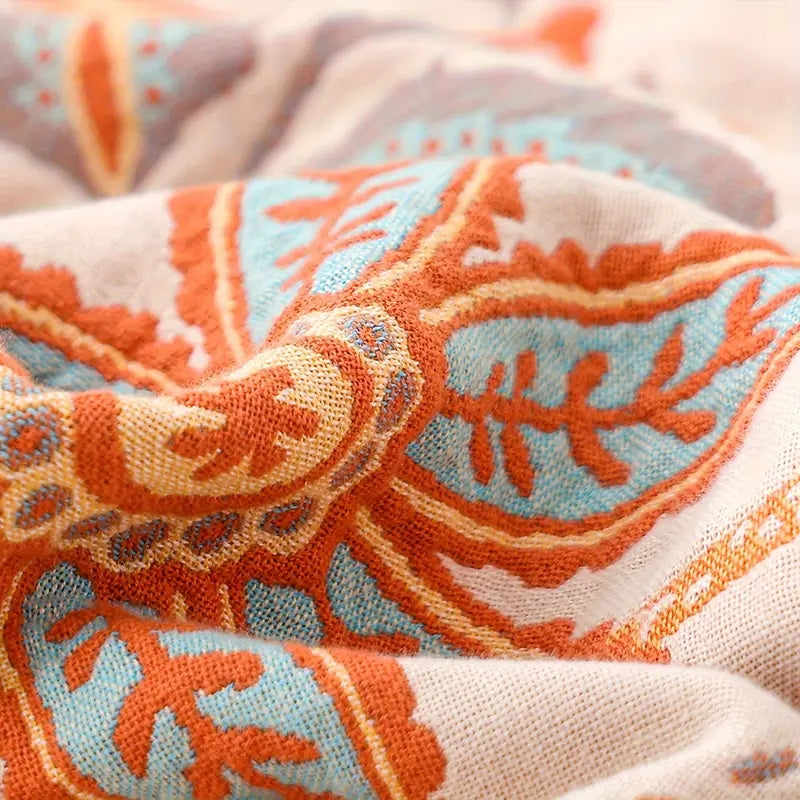 Rustikale Blumen Boho Decke | 100% Baumwoll-Blumendecke