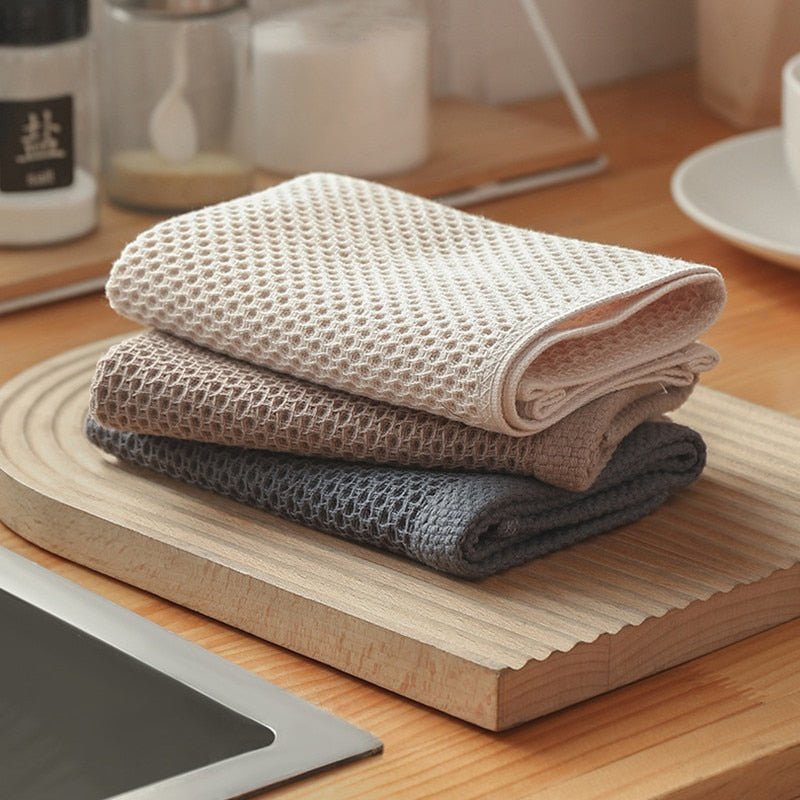 Lot de 6 torchons en coton gaufré – Tissage absorbant texturé | Virelle Maison