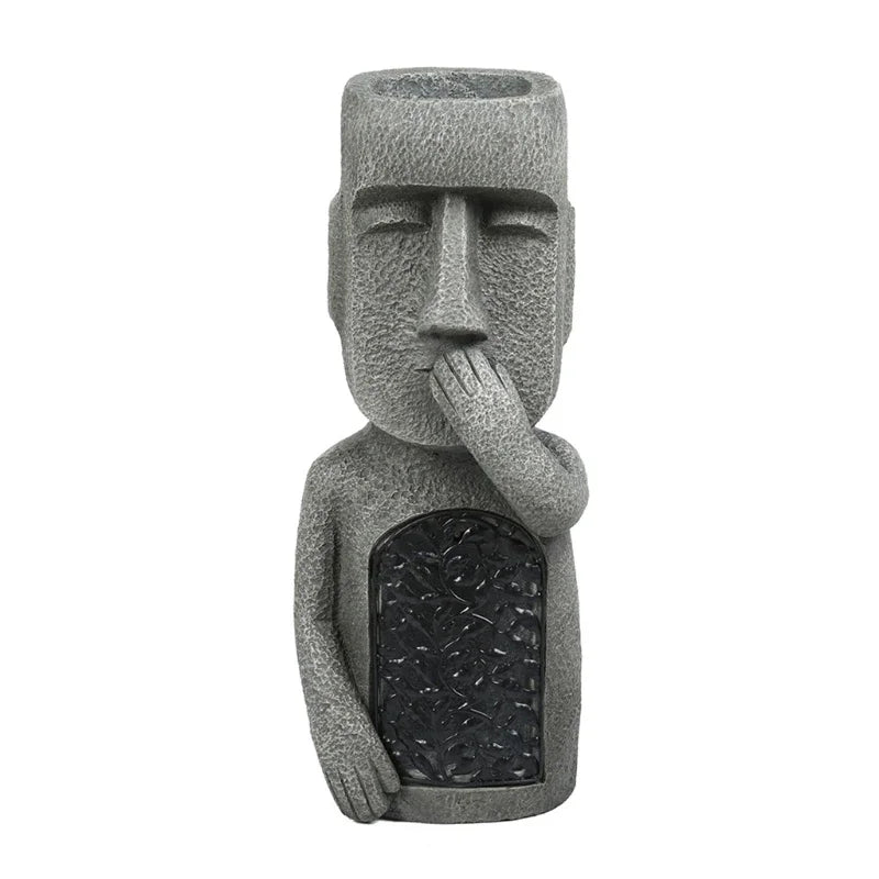 MoaiGlow Easter Island Planter Statue with LED Light