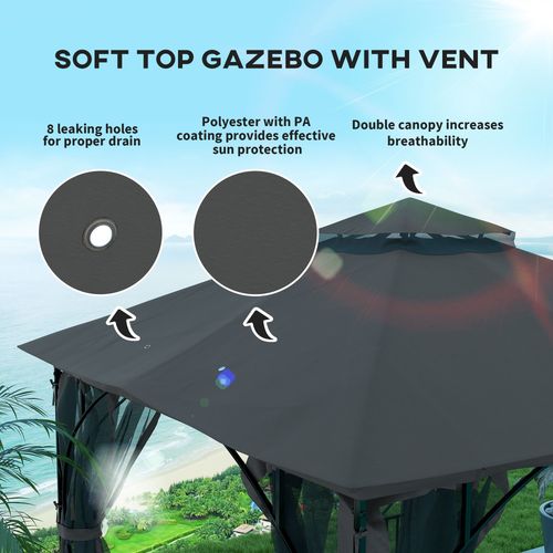 3x3m Gazebo Party Tent | Double-Tier Patio Canopy with UV Protection & Steel Frame – Garden Sun Shade
