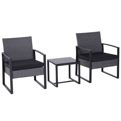 3-Piece Rattan Bistro Set – Weatherproof Table & Chairs w/ Cushions, FREE UK Delivery