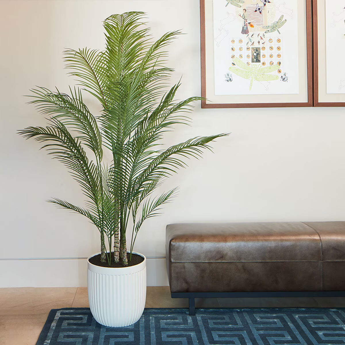 Artificial Palm Tree - Lifelike Design with Ribbed Planter