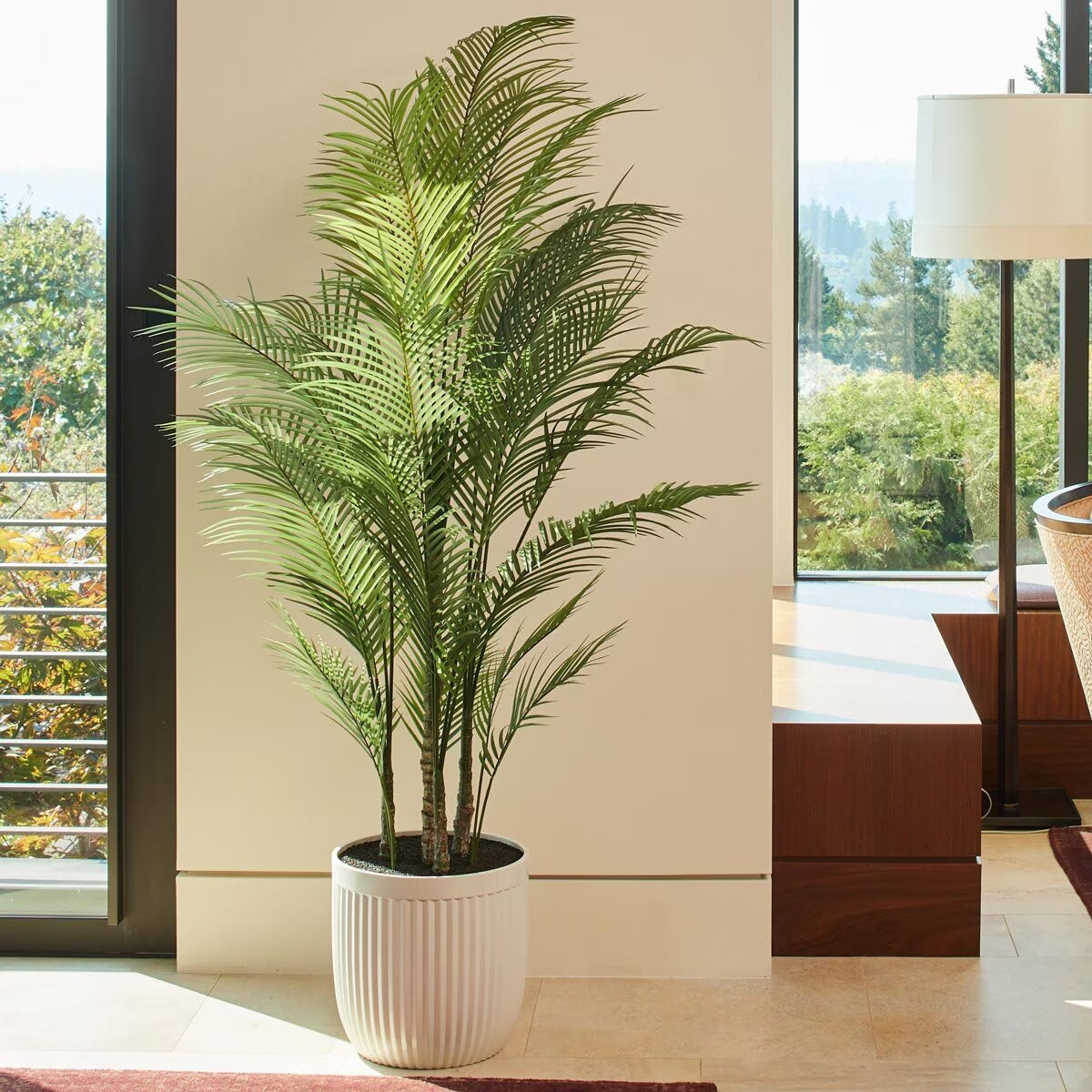 Artificial Palm Tree - Lifelike Design with Ribbed Planter