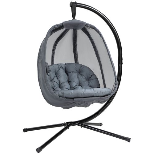 Egg Swing Chair with Stand – Comfortable Folding Basket with Cushion