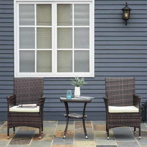 Rattan Bistro Set – Weatherproof 3 Piece Outdoor Seating