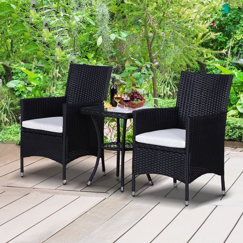 Rattan Bistro Set – Weatherproof 3 Piece Outdoor Seating