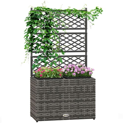 Planter Box – Rattan Design with Trellis for Vines