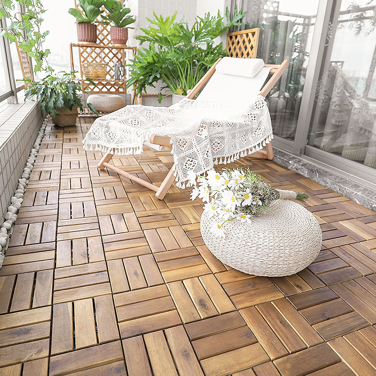 Wooden Deck Tiles - Easy Click Installation & Natural Charm