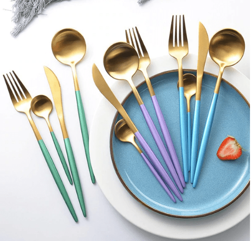 Set de couverts 4 pièces en acier inoxydable coloré | Virelle Maison