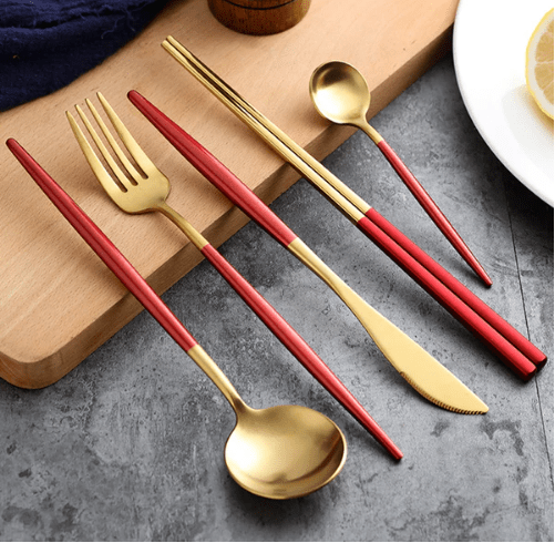 Set de couverts 4 pièces en acier inoxydable coloré | Virelle Maison