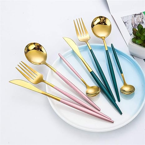 Set de couverts 4 pièces en acier inoxydable coloré | Virelle Maison