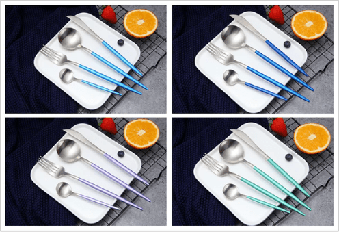 Set de couverts 4 pièces en acier inoxydable coloré | Virelle Maison