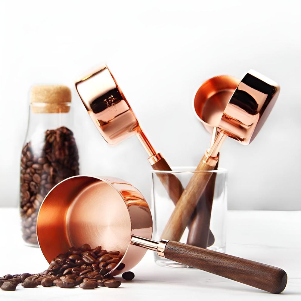 Set doseurs acier cuivré & noyer | Virelle Maison