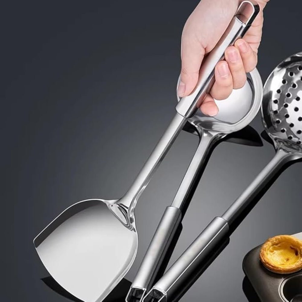 Set d’ustensiles de cuisine en acier inoxydable, finition brossée