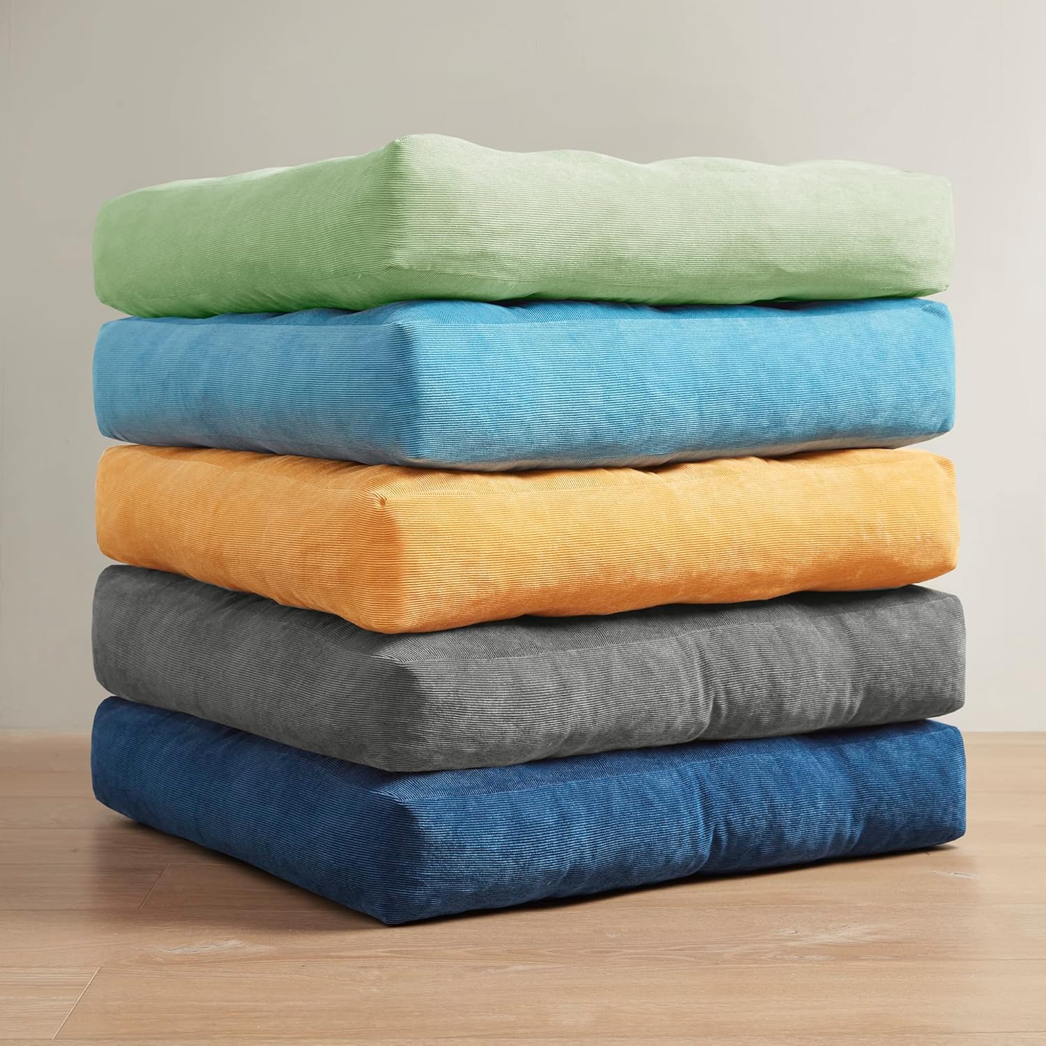 Set of 2 Meditation Cushions - Large Tufted Corduroy Cushions