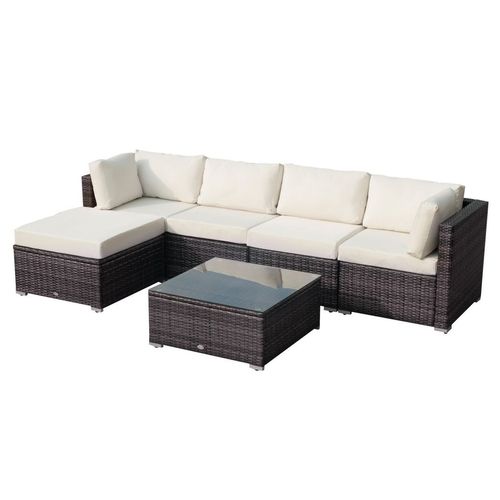 Outdoor Rattan Sofa Set – Modular All-Weather Lounge with Cushions & Glass Table