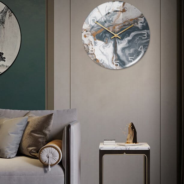 Stylish Wall Clock with Marble Texture - MarbleTime