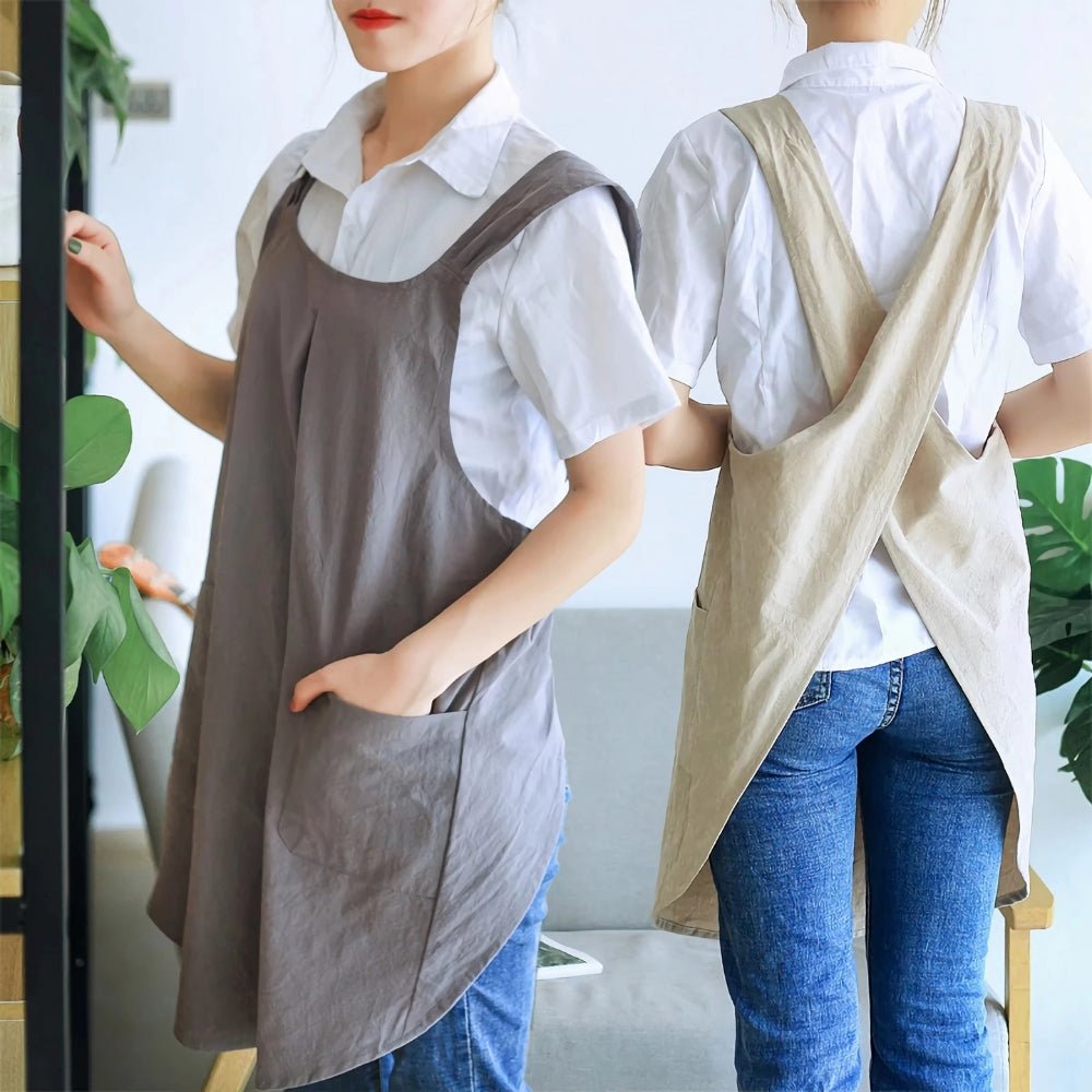 Tablier croisé en coton-lin, style coréen décontracté | Virelle Maison