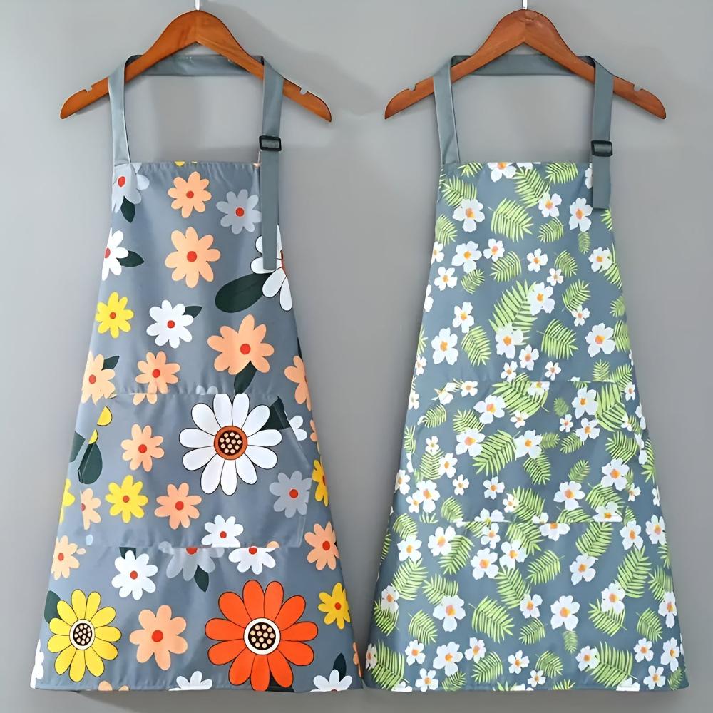 Tablier de cuisine en coton enduit à imprimé floral vintage | Virelle Maison