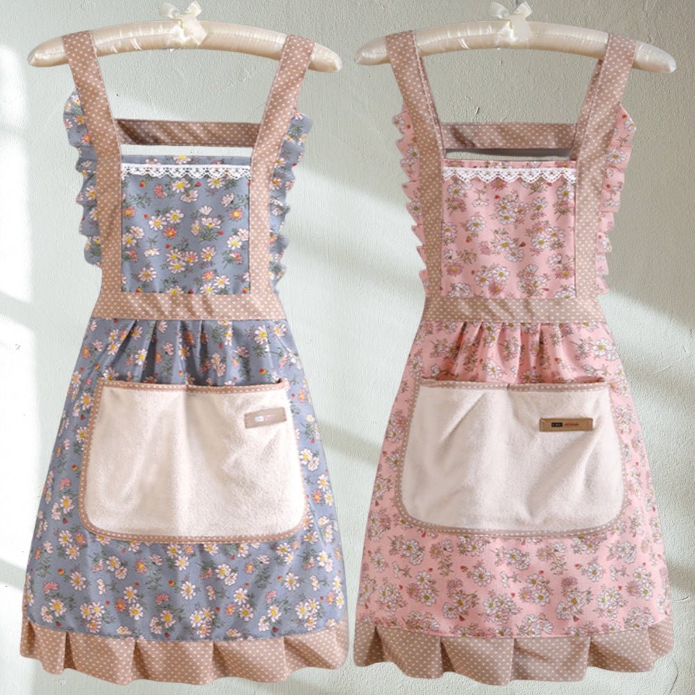 Tablier de cuisine en coton fleuri, imperméable | Virelle Maison