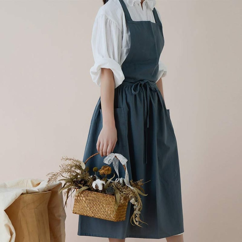 Tablier en coton croisé avec poches pratiques | Virelle Maison