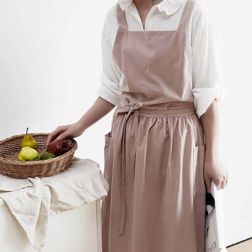 Tablier en coton croisé avec poches pratiques | Virelle Maison