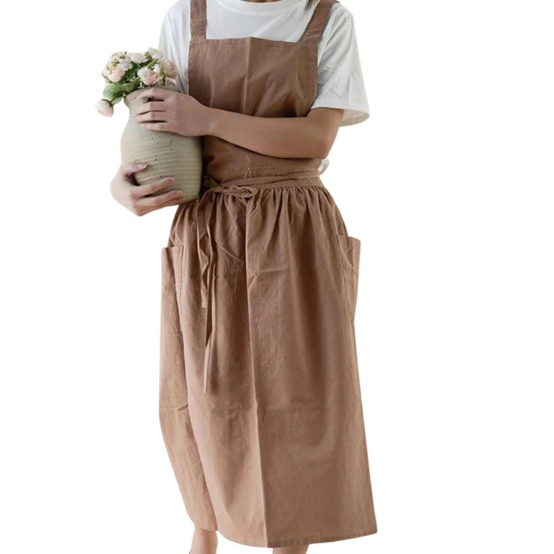 Tablier en coton croisé avec poches pratiques | Virelle Maison