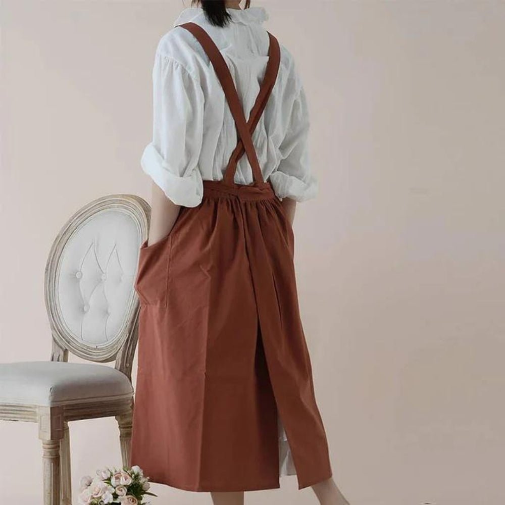 Tablier en coton croisé avec poches pratiques | Virelle Maison