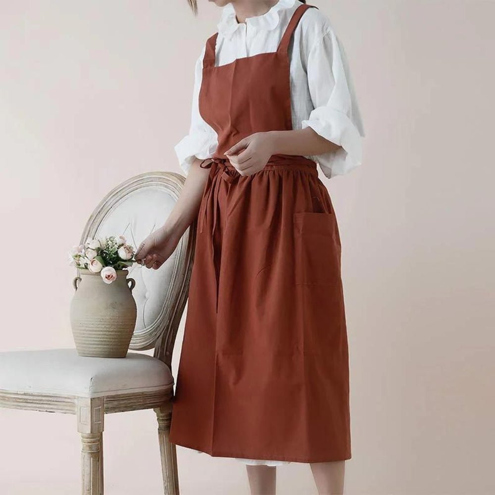 Tablier en coton croisé avec poches pratiques | Virelle Maison