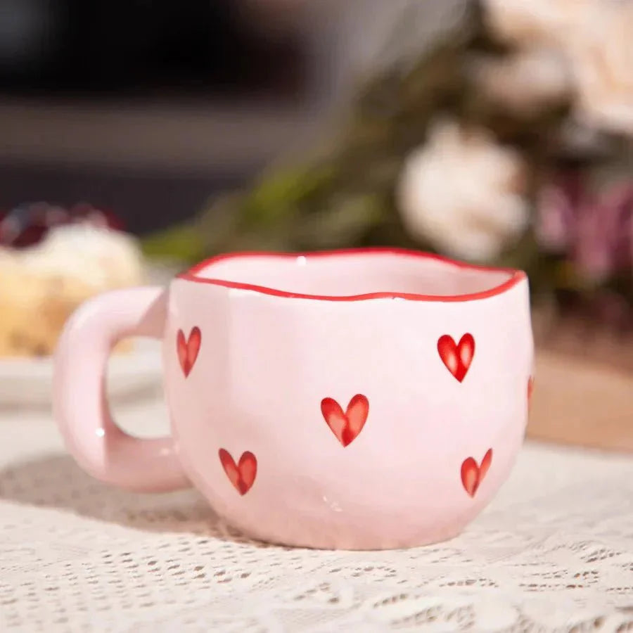 Tasse en céramique avec motif cœur rose | Virelle Maison