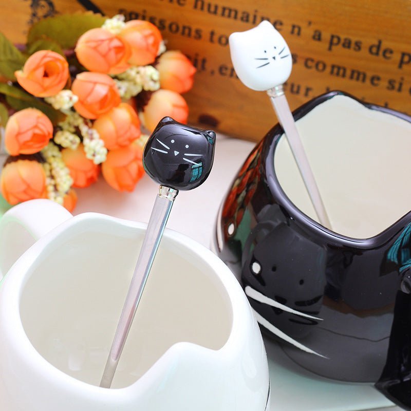 Keramiktasse mit Katzenmotiv und abgerundetem Henkel | Virelle Maison