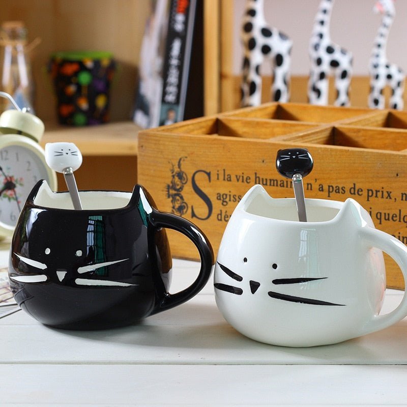 Tasse en céramique motif chat avec anse arrondie | Virelle Maison