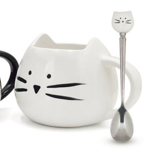 Keramiktasse mit Katzenmotiv und abgerundetem Henkel | Virelle Maison