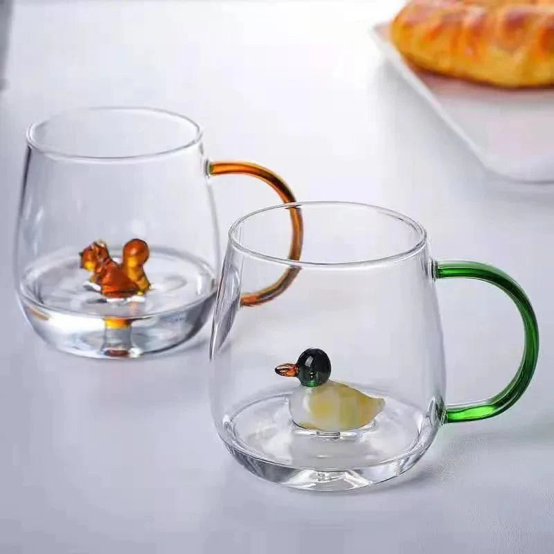 Tasse en verre borosilicate avec motif animal 3D | Virelle Maison