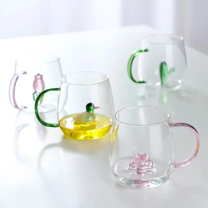 Tasse en verre borosilicate avec motif animal 3D | Virelle Maison