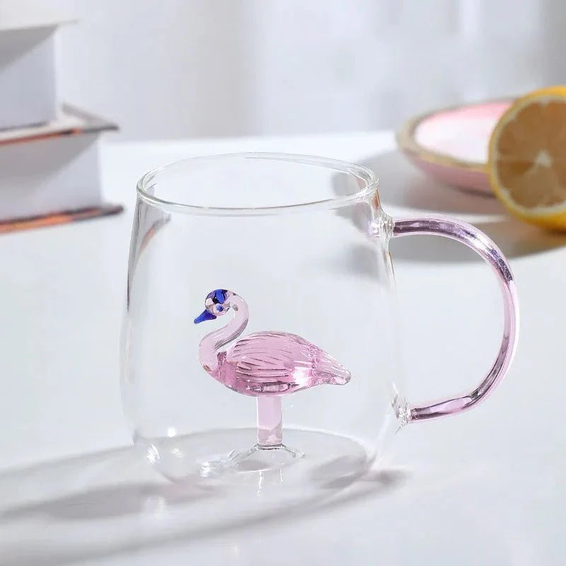 Tasse en verre borosilicate avec motif animal 3D | Virelle Maison