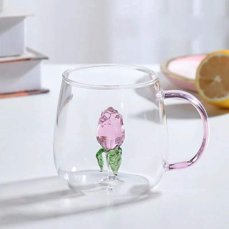 Tasse en verre borosilicate avec motif animal 3D | Virelle Maison