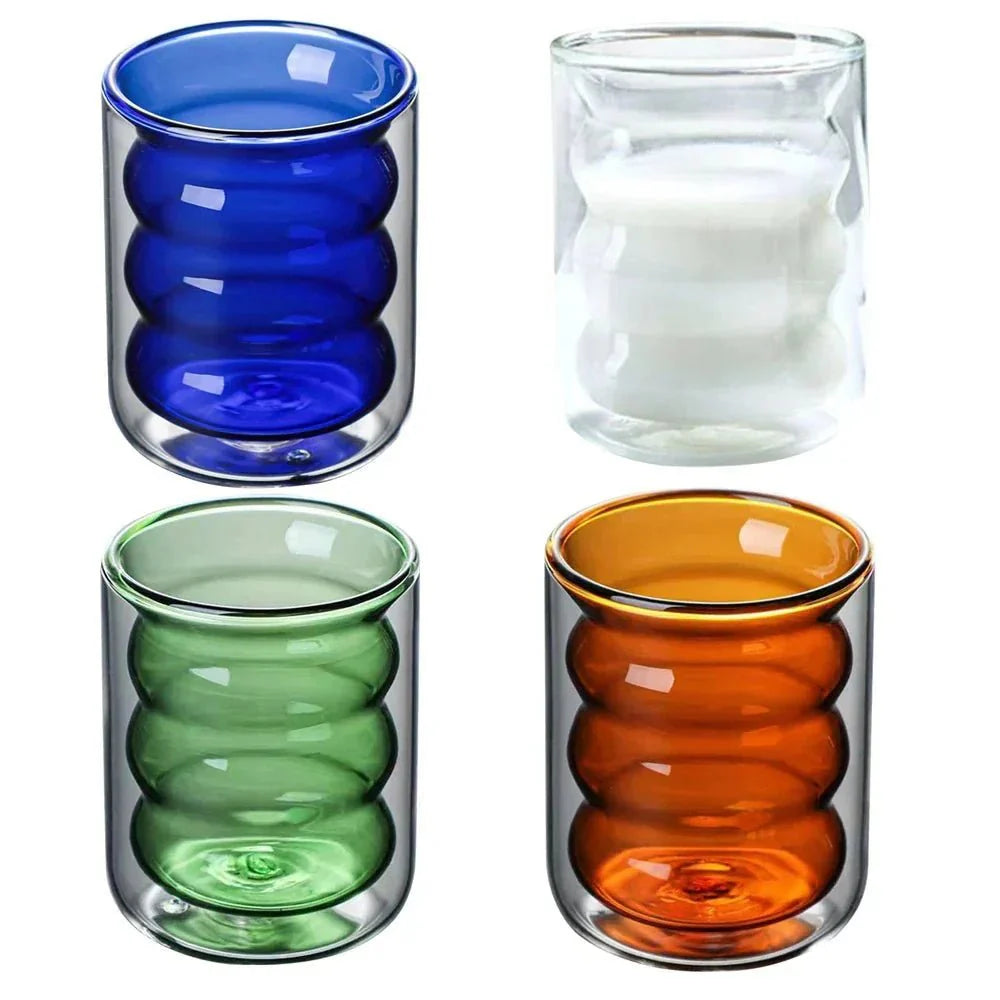 Tasse en verre ondulé à double paroi | Virelle Maison