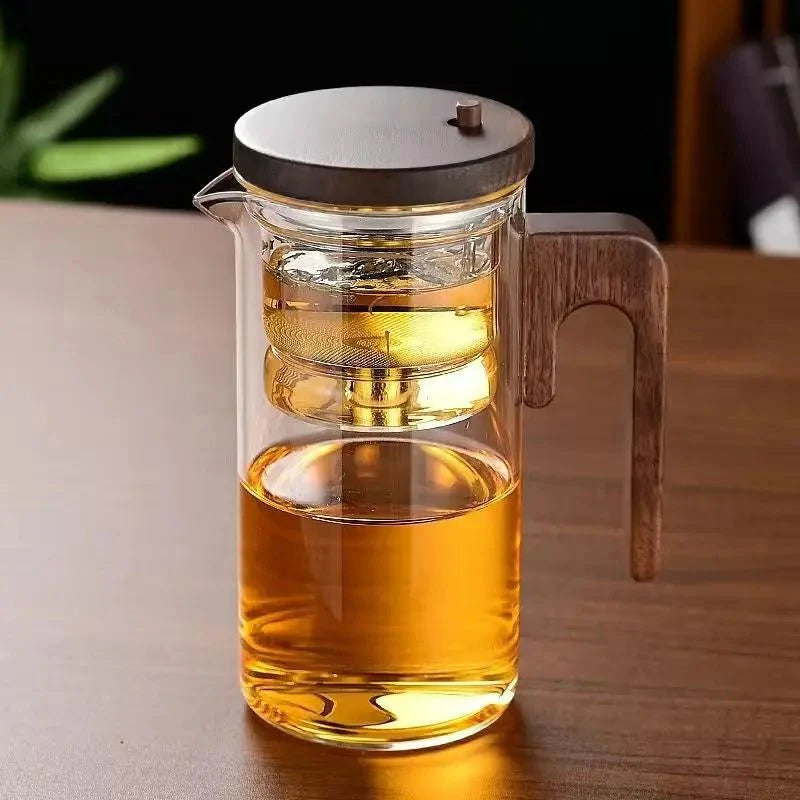 Théière en verre borosilicaté – Infuseur acier et poignée bois | Virelle Maison