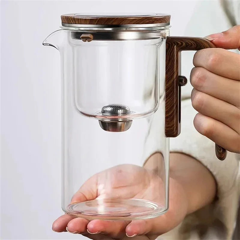 Théière en verre borosilicaté – Infuseur acier et poignée bois | Virelle Maison