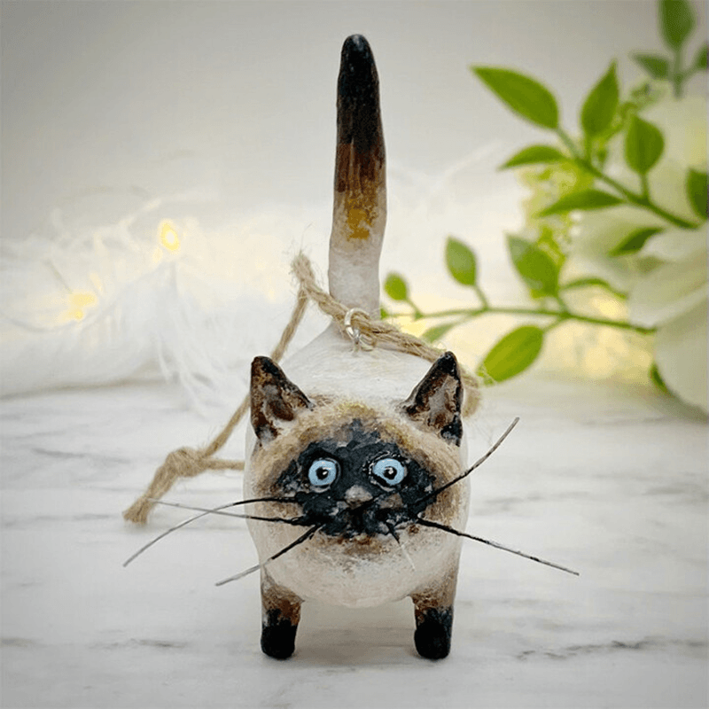 Unikátní ručně vyrobená vánoční ozdoba kočka - Purrfect Holiday Hangers