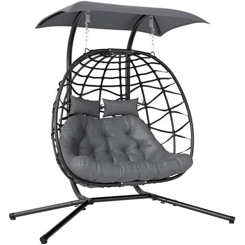 Double Rattan Swing Chair – Weather-Resistant Hanging Egg Seat for Two