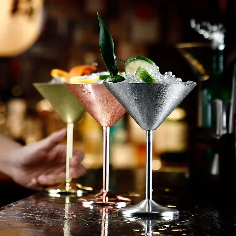 Verres à cocktail en inox à double paroi finition métal | Virelle Maison